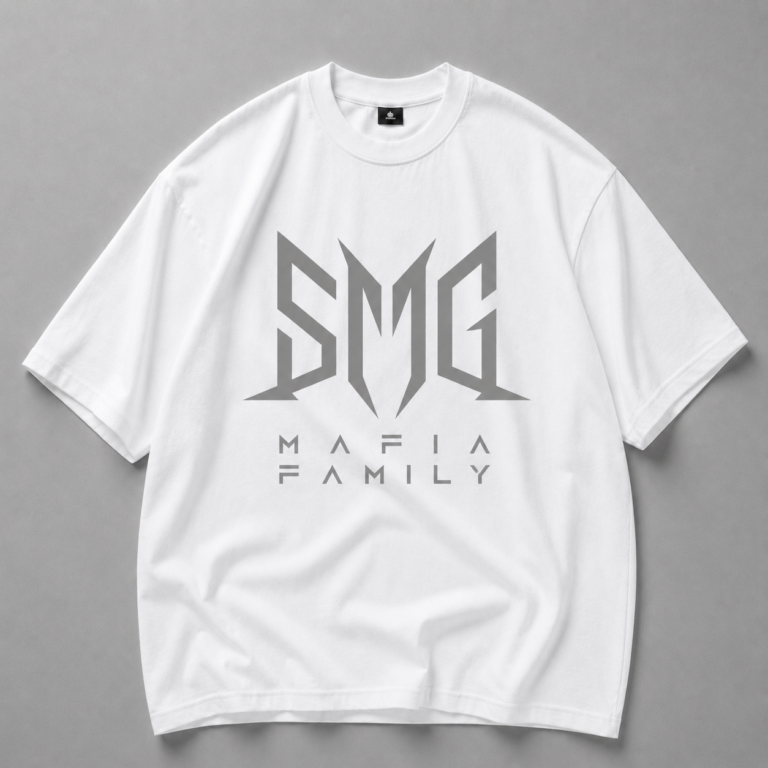Бяла памучна тениска SMG
