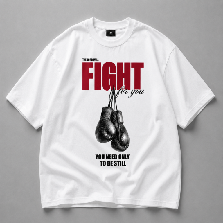 Бяла памучна тениска FIGHT FOR YOU