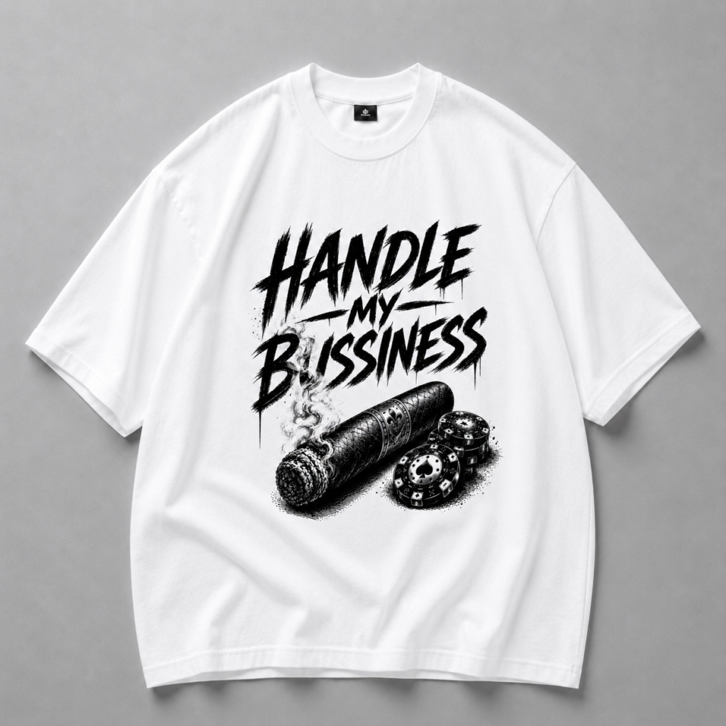 Черна памучна тениса HANDLE MY BUSSINESS — 3