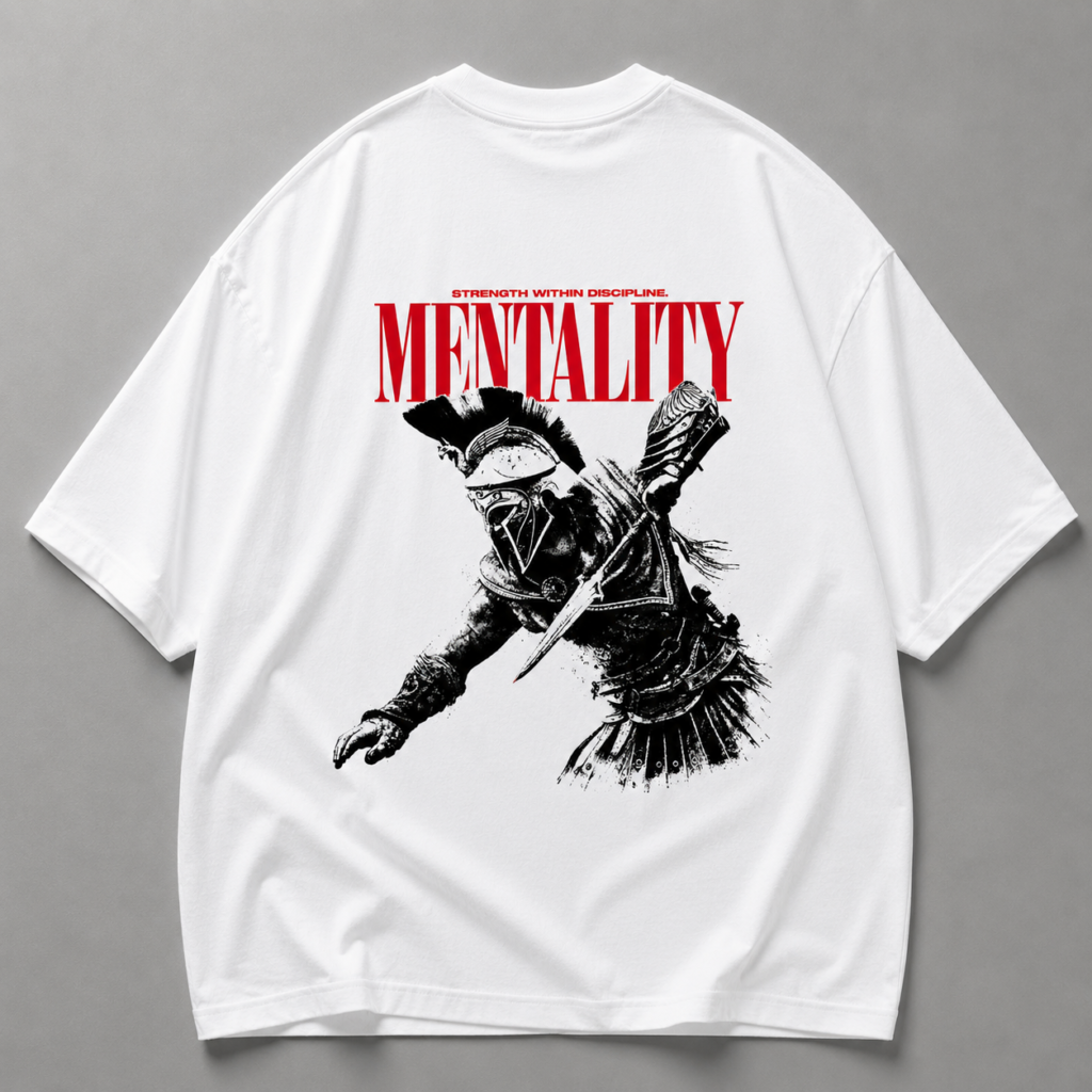 Бяла памучна тениска MENTALITY — 1