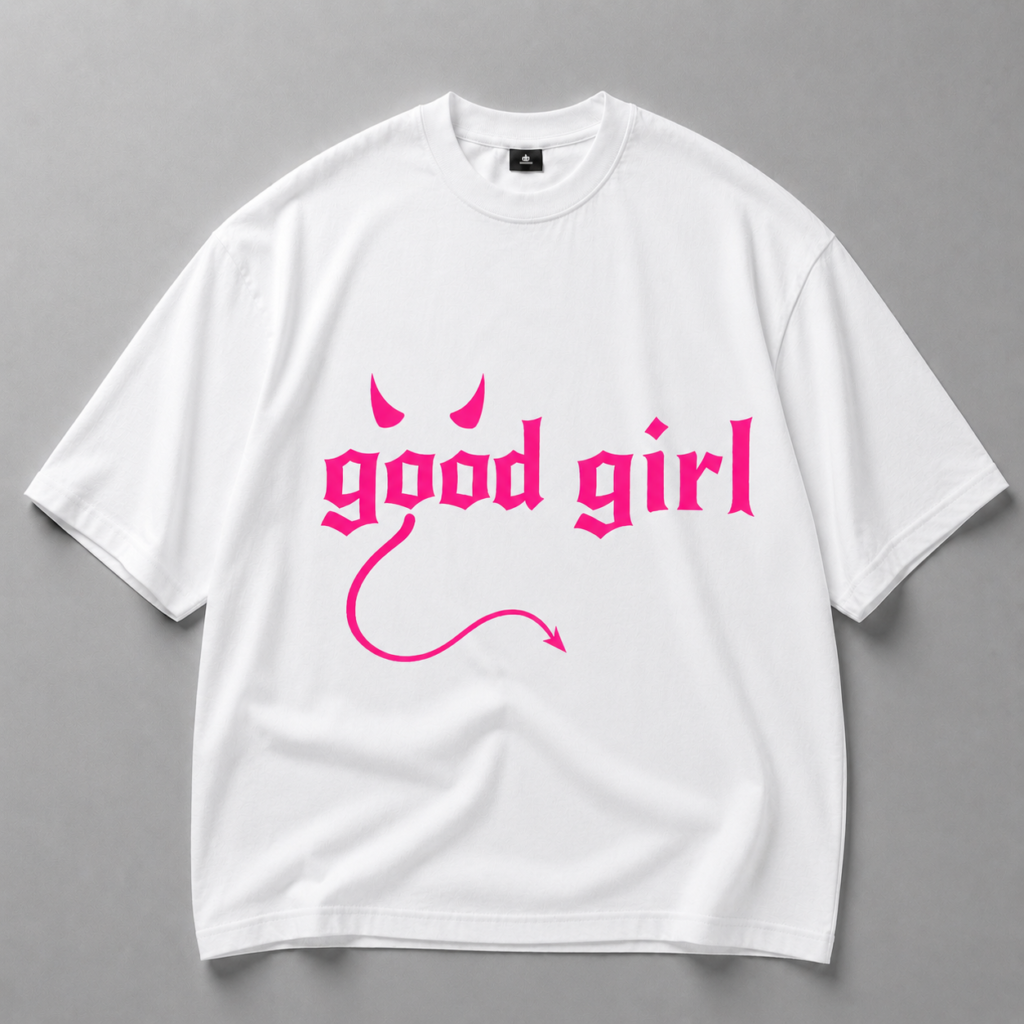 Бяла памучна тениска GOOD GIRL — 1