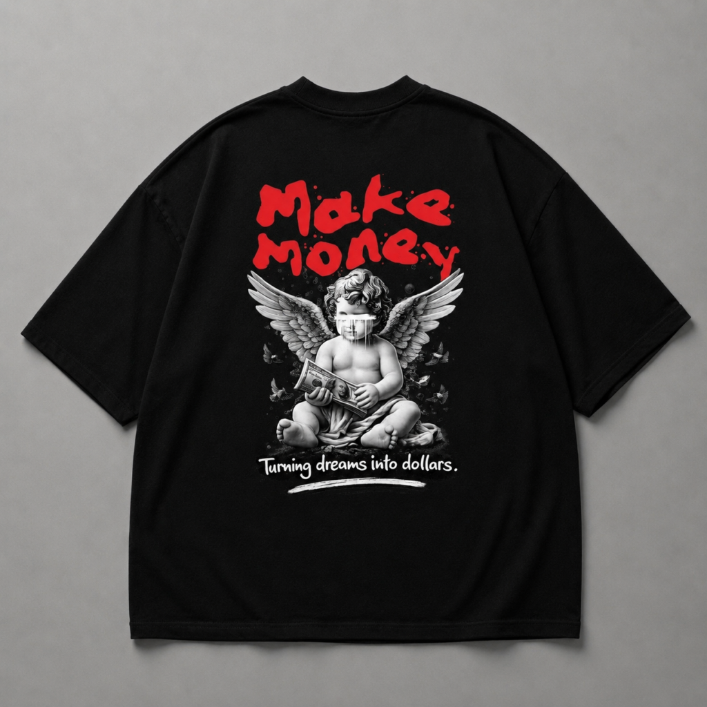 Черна памучна тениса MAKE MONEY $ — 1