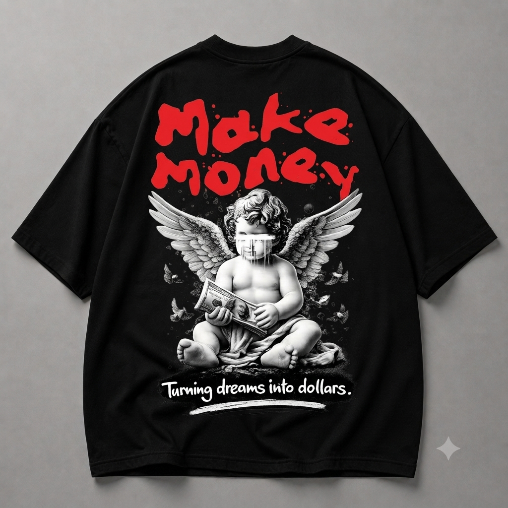 Бяла памучна тениска MAKE MONEY $ — 4