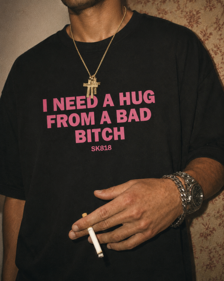 Черна памучна тениска BAD B.I.T.C.H.