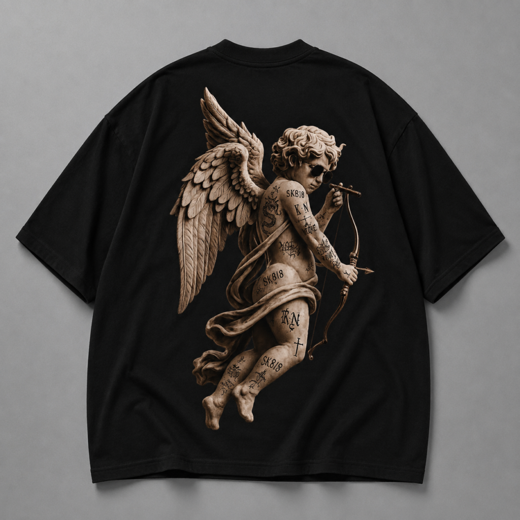 Черна памучна тениска ANGEL — 2