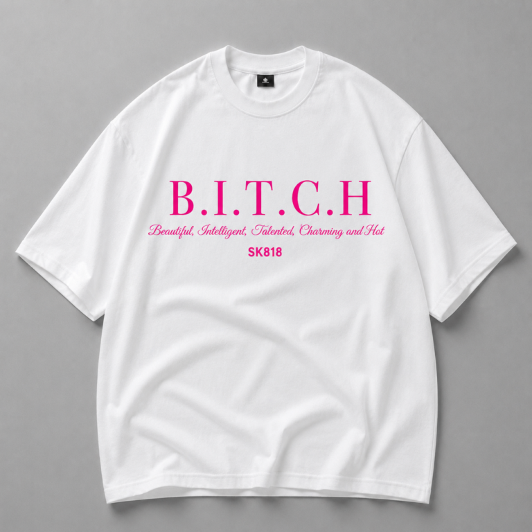 Бяла памучна тениска B.I.T.C.H.