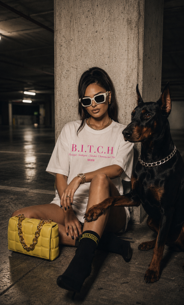 Бяла памучна тениска B.I.T.C.H. — 2