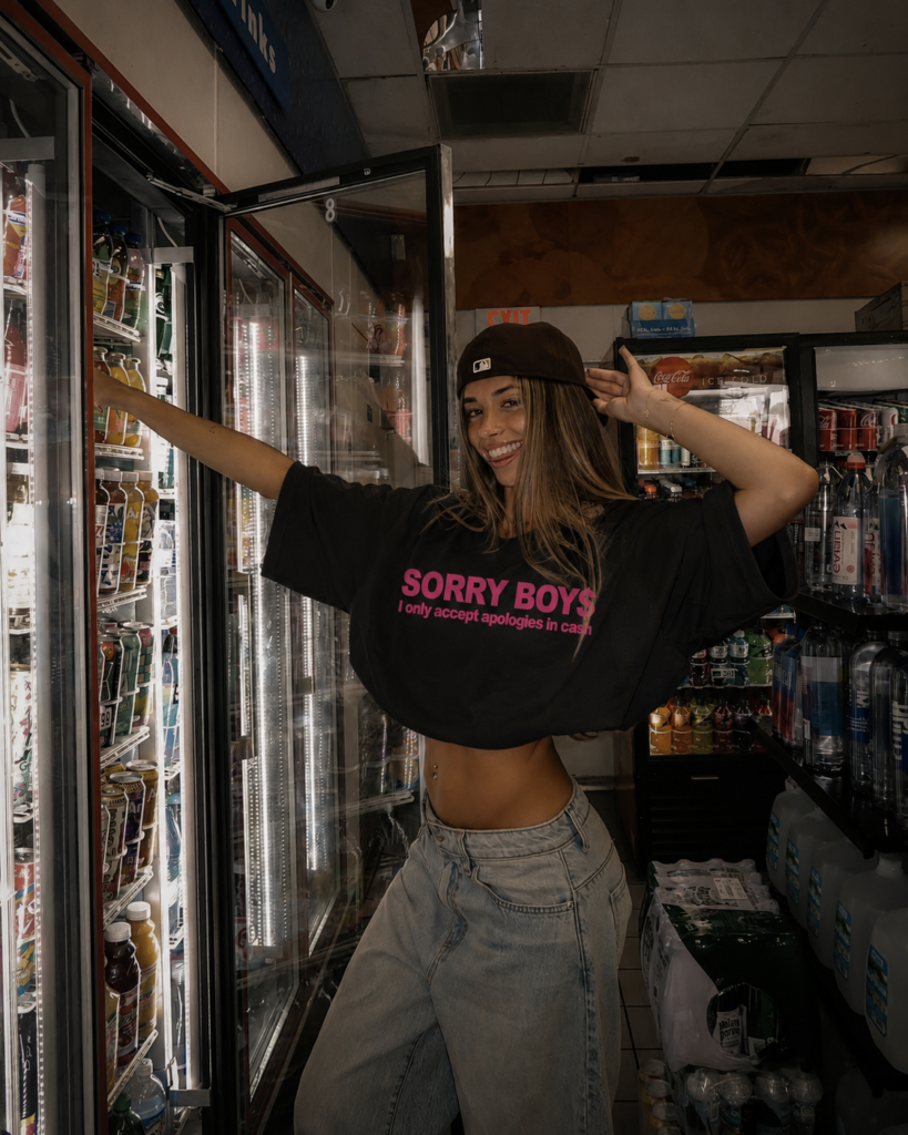 Черна памучна тениска SORRY BOYS — 2