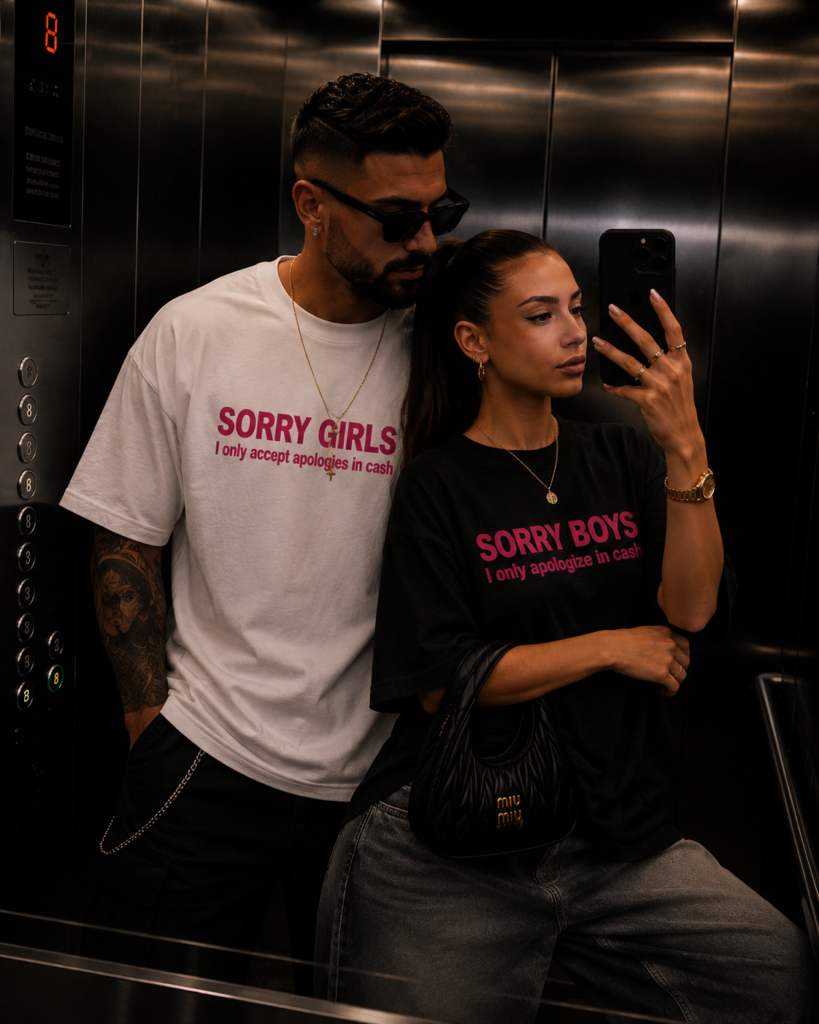 Черна памучна тениска SORRY BOYS — 4