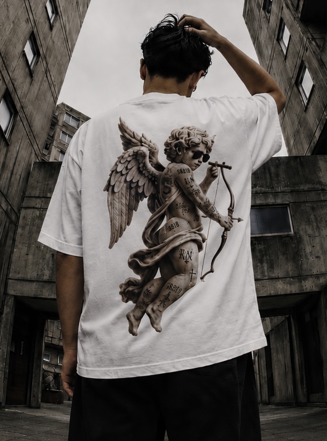 Бяла памучна тениска ANGEL — 4